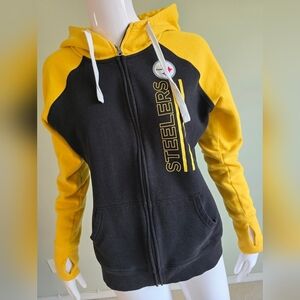 NFL Pittsburgh Steelers Lightweight Raglan Full-Zip Sweater Hoodie Jacket Size M